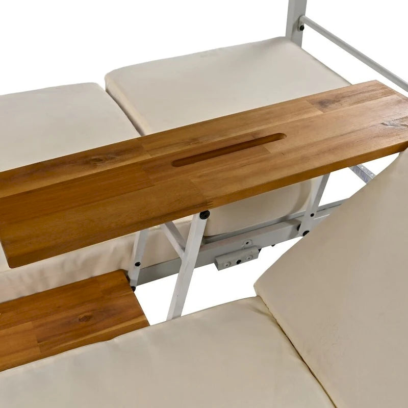 Bain de soleil/lit de repos extérieur avec coussins, sièges réglables