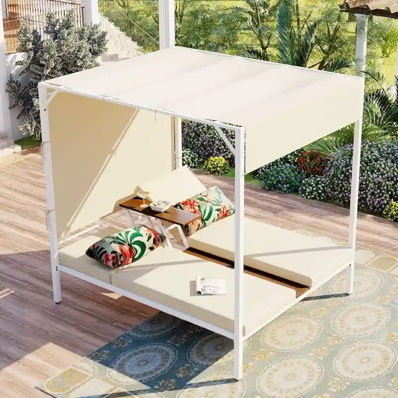 Bain de soleil/lit de repos extérieur avec coussins, sièges réglables