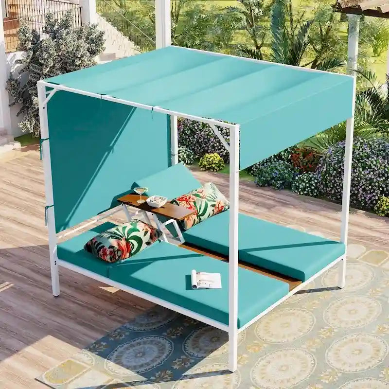 Bain de soleil/lit de repos extérieur avec coussins, sièges réglables