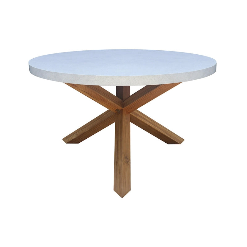 Ensemble de meubles de patio en teck 7 pièces d'extérieur avec une table ronde et 6 chaises