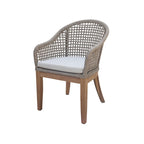 Ensemble de meubles de patio en teck 7 pièces d'extérieur avec une table ronde et 6 chaises