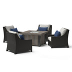 Ensemble de conversation de patio Deco 5 pièces Sunbrella avec foyer extérieur