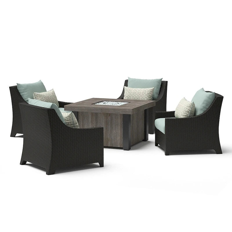 Ensemble de conversation de patio Deco 5 pièces Sunbrella avec foyer extérieur