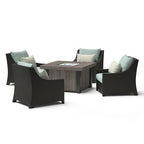 Ensemble de conversation de patio Deco 5 pièces Sunbrella avec foyer extérieur