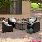 Ensemble de conversation de patio Deco 5 pièces Sunbrella avec foyer extérieur