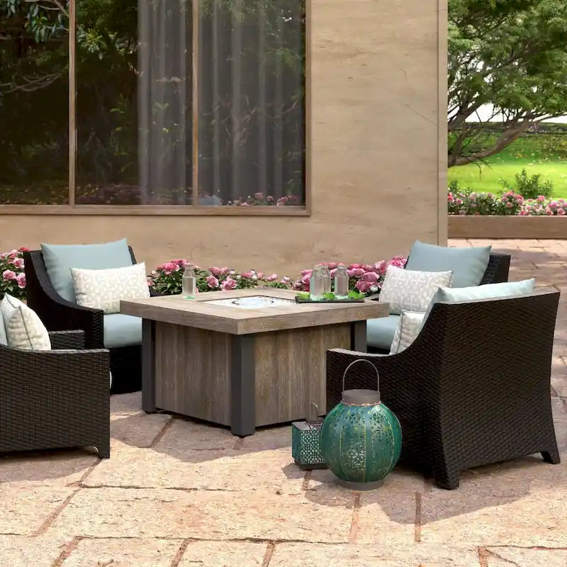Ensemble de conversation de patio Deco 5 pièces Sunbrella avec foyer extérieur