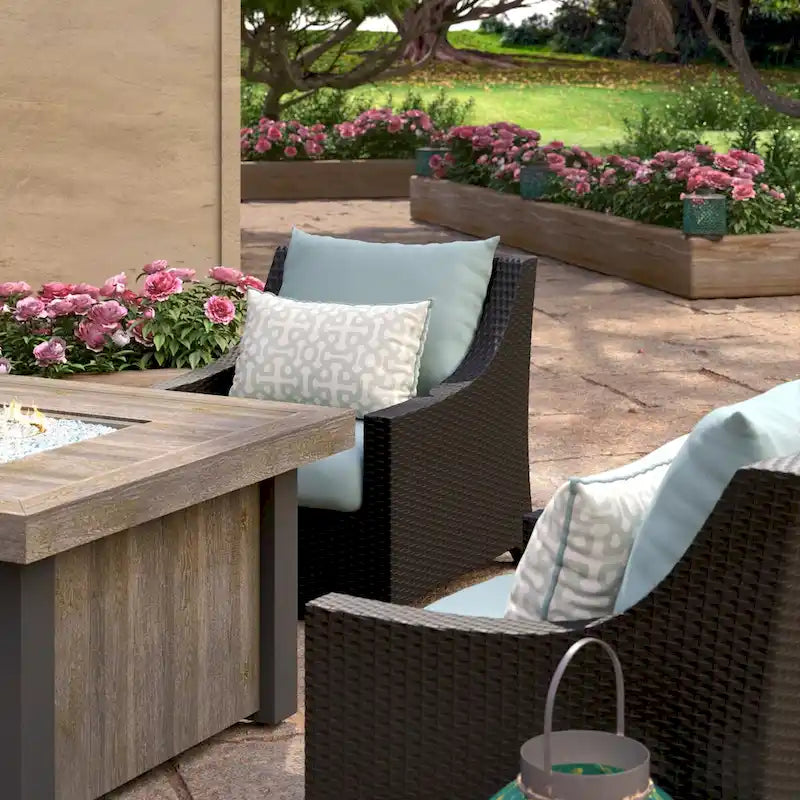 Ensemble de conversation de patio Deco 5 pièces Sunbrella avec foyer extérieur