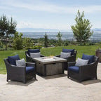 Ensemble de conversation de patio Deco 5 pièces Sunbrella avec foyer extérieur
