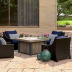 Ensemble de conversation de patio Deco 5 pièces Sunbrella avec foyer extérieur