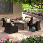 Ensemble de conversation de patio Deco 5 pièces Sunbrella avec foyer extérieur
