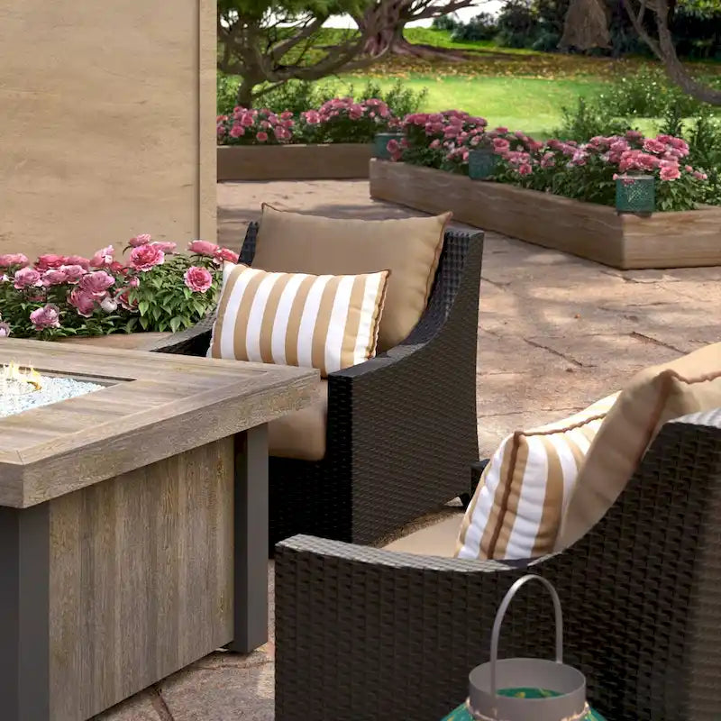 Ensemble de conversation de patio Deco 5 pièces Sunbrella avec foyer extérieur
