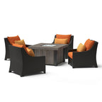 Ensemble de conversation de patio Deco 5 pièces Sunbrella avec foyer extérieur