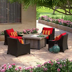 Ensemble de conversation de patio Deco 5 pièces Sunbrella avec foyer extérieur