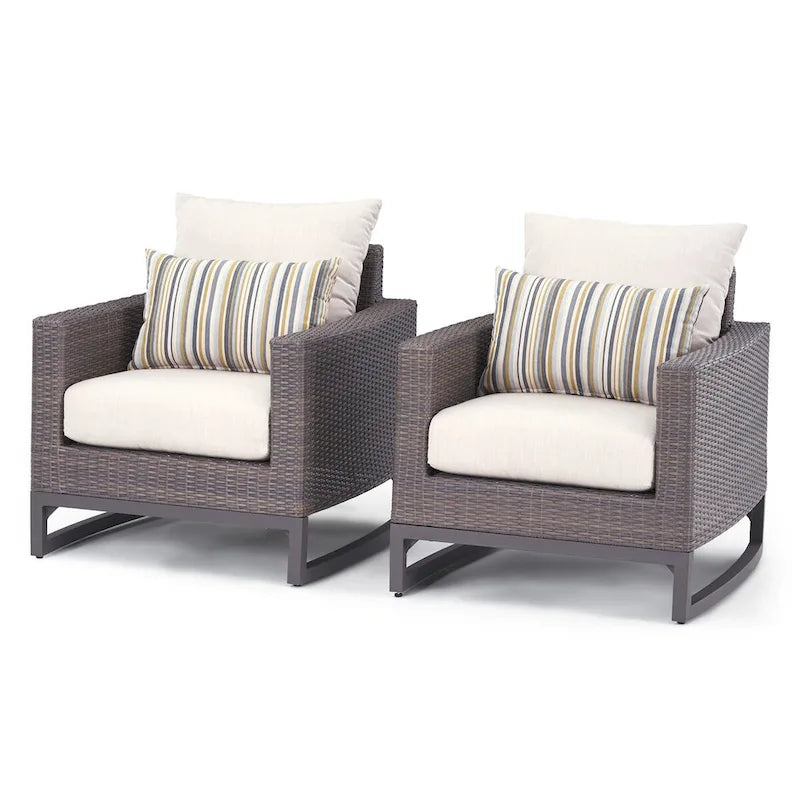 Chaises de club Milea 2 pièces Sunbrella pour patio extérieur – 32 larg. x 35 prof. x 31 haut.
