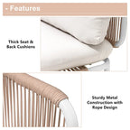 Canapé d'angle d'extérieur 5 places pour terrasse, ensemble modulable en combinant plusieurs fauteuils - Composé de 5 fauteuils