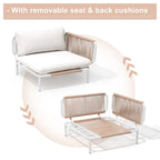 Canapé d'angle d'extérieur 5 places pour terrasse, ensemble modulable en combinant plusieurs fauteuils - Composé de 5 fauteuils