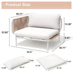 Canapé d'angle d'extérieur 5 places pour terrasse, ensemble modulable en combinant plusieurs fauteuils - Composé de 5 fauteuils
