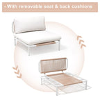 Canapé d'angle d'extérieur 5 places pour terrasse, ensemble modulable en combinant plusieurs fauteuils - Composé de 5 fauteuils