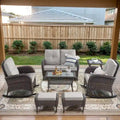 2 chaises à bascule avec canapé de terrasse et table basse - Marron
