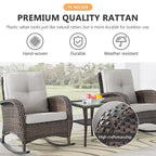 2 chaises à bascule avec canapé de terrasse et table basse - Marron