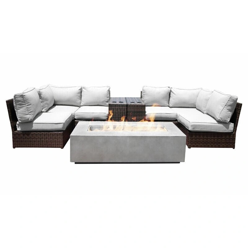 Groupe de sièges modulaires LSI 9 pièces avec coussin en toile Sunbrella