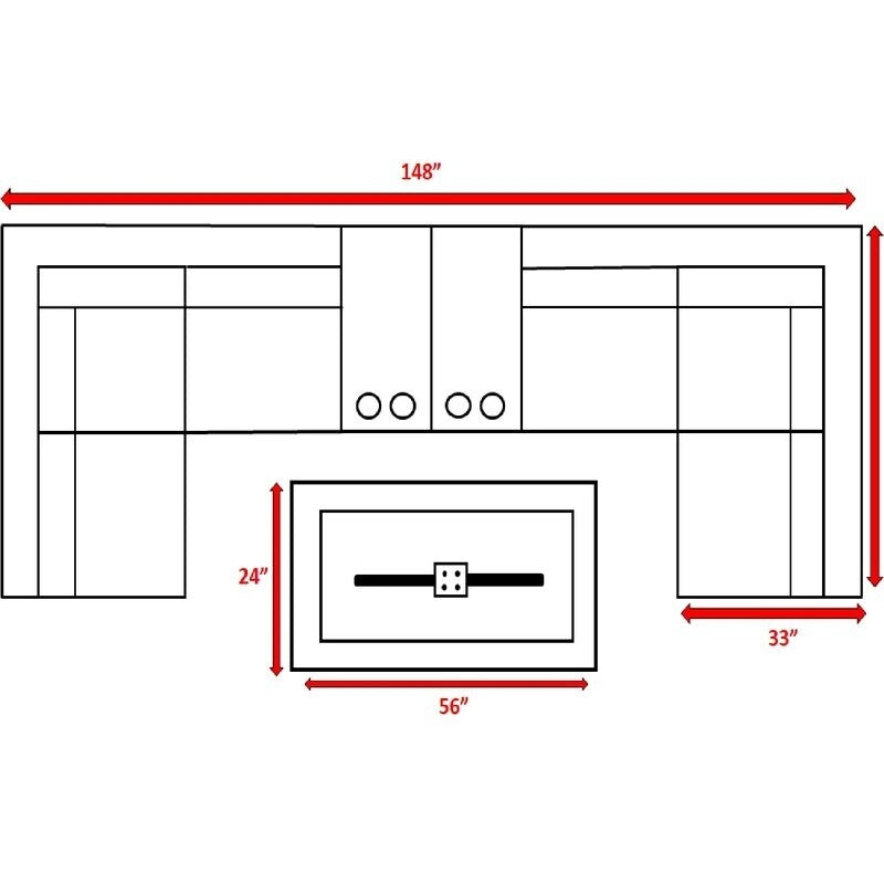 Groupe de sièges modulaires LSI 9 pièces avec coussin en toile Sunbrella