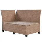 Ensemble de canapé d'angle en rotin et osier PE 5 pièces marron pour terrasse extérieure