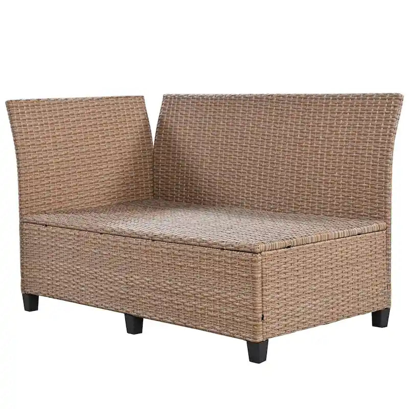 Ensemble de canapé d'angle en rotin et osier PE 5 pièces marron pour terrasse extérieure