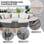 Ensemble de conversation extérieur en osier 6 pièces avec coussins – 2 canapés d'angle, 1 canapé simple, 2 poufs et 1 table