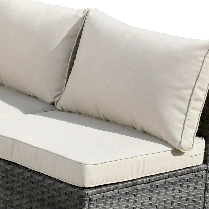 HOOOWOOO Ensemble sectionnel de 8 pièces en osier gris pour patio extérieur avec foyer