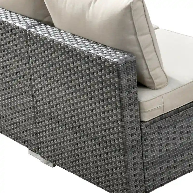 HOOOWOOO Ensemble sectionnel de 8 pièces en osier gris pour patio extérieur avec foyer