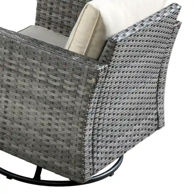 HOOOWOOO Ensemble sectionnel de 8 pièces en osier gris pour patio extérieur avec foyer