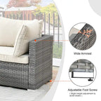 HOOOWOOO Ensemble sectionnel de 8 pièces en osier gris pour patio extérieur avec foyer
