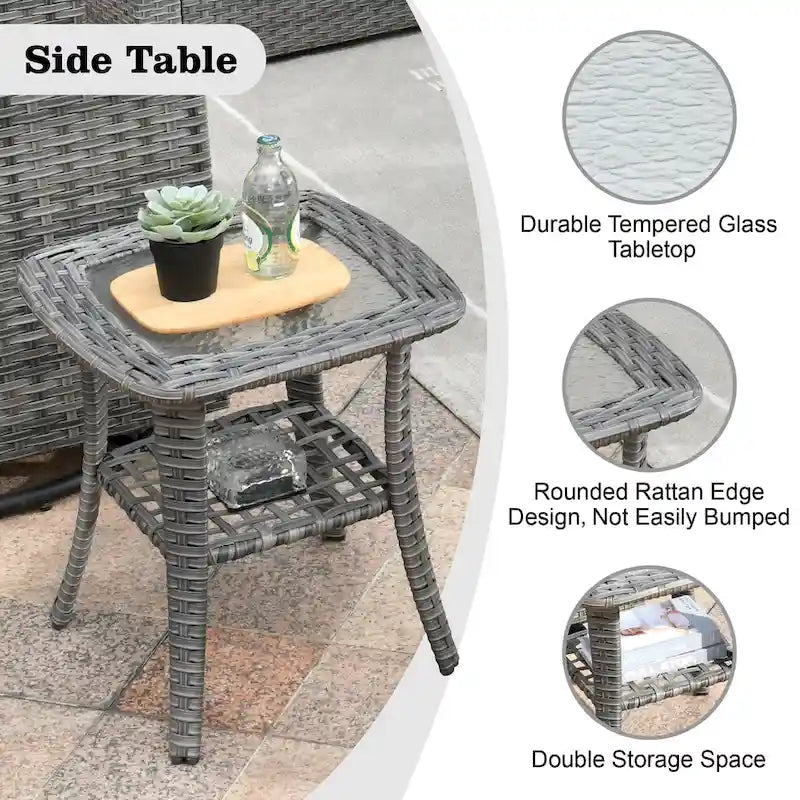 HOOOWOOO Ensemble sectionnel de 8 pièces en osier gris pour patio extérieur avec foyer