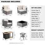 HOOOWOOO Ensemble sectionnel de 8 pièces en osier gris pour patio extérieur avec foyer