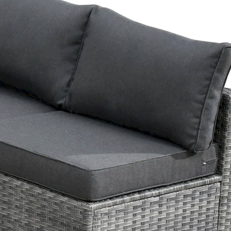 HOOOWOOO Ensemble sectionnel de 8 pièces en osier gris pour patio extérieur avec foyer
