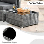 HOOOWOOO Ensemble sectionnel de 8 pièces en osier gris pour patio extérieur avec foyer