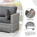HOOOWOOO Ensemble sectionnel de 8 pièces en osier gris pour patio extérieur avec foyer