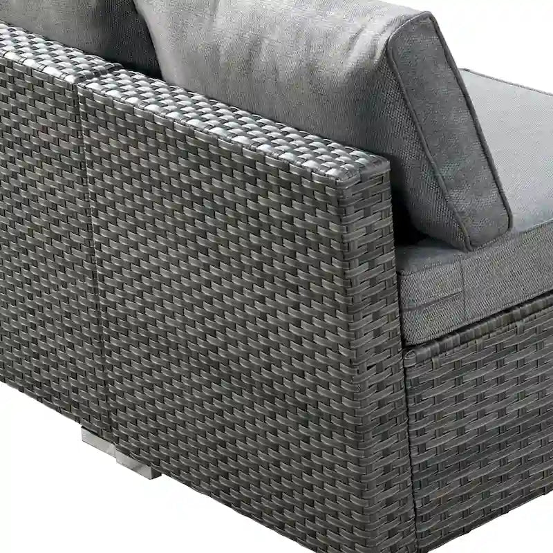 HOOOWOOO Ensemble sectionnel de 8 pièces en osier gris pour patio extérieur avec foyer