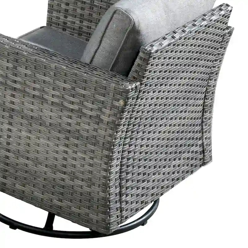 HOOOWOOO Ensemble sectionnel de 8 pièces en osier gris pour patio extérieur avec foyer