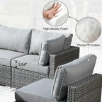 HOOOWOOO Ensemble sectionnel de 8 pièces en osier gris pour patio extérieur avec foyer