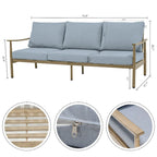 Ensemble de conversation d'extérieur 6 pièces en aluminium, canapé 3 places avec poufs et table basse