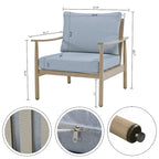 Ensemble de conversation d'extérieur 6 pièces en aluminium, canapé 3 places avec poufs et table basse