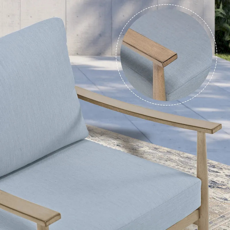 Ensemble de conversation d'extérieur 6 pièces en aluminium, canapé 3 places avec poufs et table basse