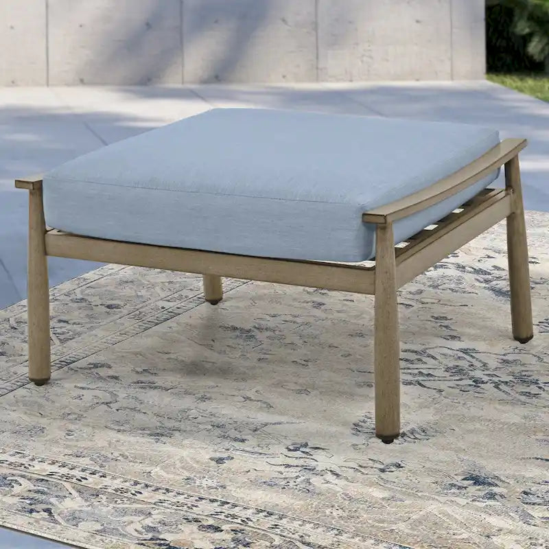 Ensemble de conversation d'extérieur 6 pièces en aluminium, canapé 3 places avec poufs et table basse