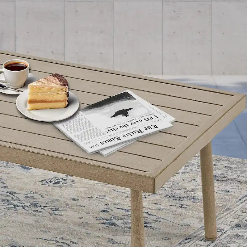 Ensemble de conversation d'extérieur 6 pièces en aluminium, canapé 3 places avec poufs et table basse