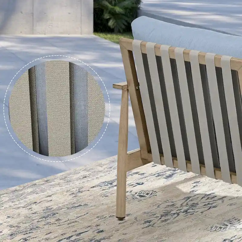 Ensemble de conversation d'extérieur 6 pièces en aluminium, canapé 3 places avec poufs et table basse