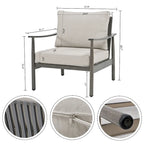 Ensemble de conversation d'extérieur 6 pièces en aluminium, canapé 3 places avec poufs et table basse