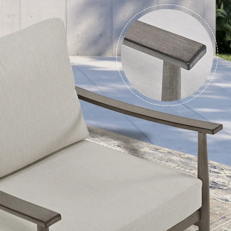 Ensemble de conversation d'extérieur 6 pièces en aluminium, canapé 3 places avec poufs et table basse
