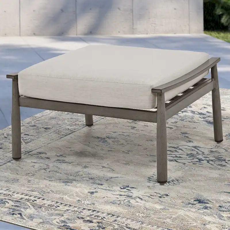 Ensemble de conversation d'extérieur 6 pièces en aluminium, canapé 3 places avec poufs et table basse